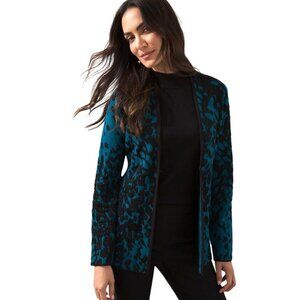 Chico's Cardigan Womens M Blue Modern Classic Elegant Business Evening Wear NWT